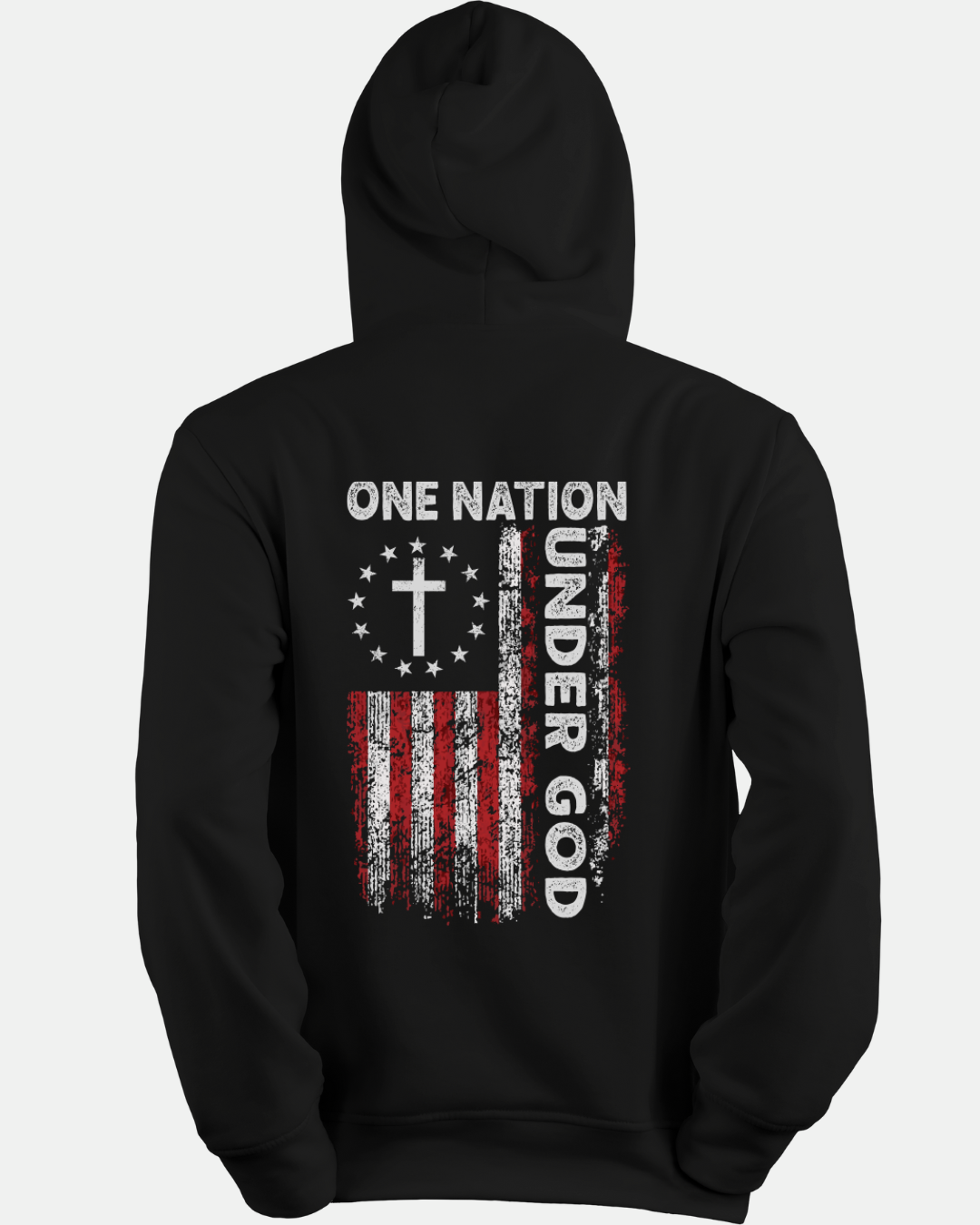 One Nation Under God Colored Flag Hooded Soft Style Sweatshirt Variety of Colors