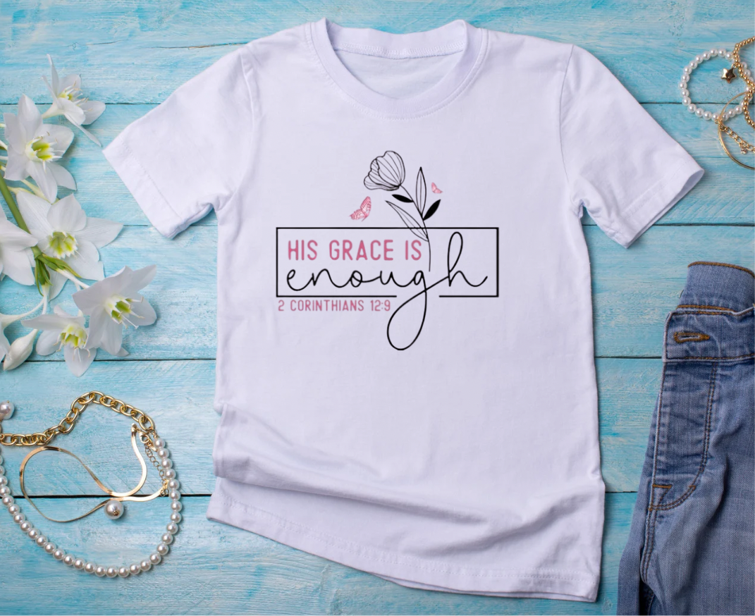 “His Grace is Enough” T-shirt Softstyle Variety of Colors Available
