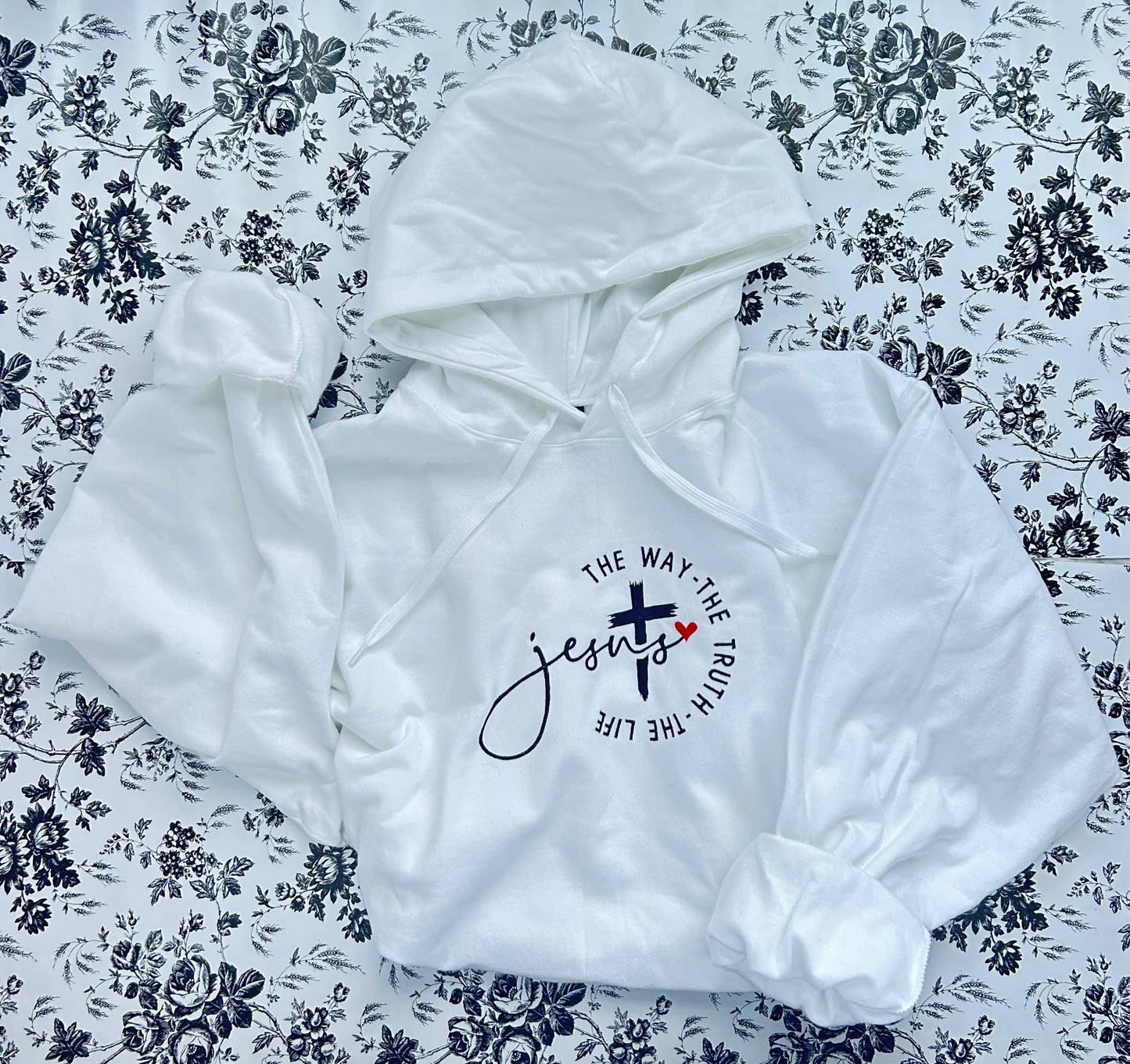 "Jesus the Way the Truth the Life" Hoodie Embroidered Soft Style Gildan Sweatshirt